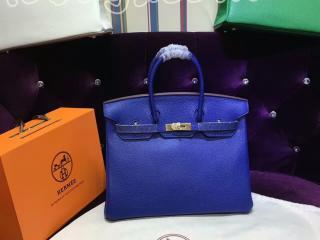 H0002514 エルメスバッグ HERMES Birkin バーキン25/30/35 ハンドバッグ ゴールド金具 ダークブルー 山羊革　Sクラス