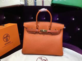 H0072514 エルメスバッグ HERMES Birkin バーキン25/30/35 ハンドバッグ シルバー金具 オレンジ　Sクラス