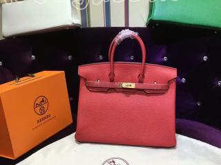 H0082514 エルメスバッグ HERMES Birkin バーキン25/30/35 ハンドバッグ シルバー金具 スカーレット　Sクラス