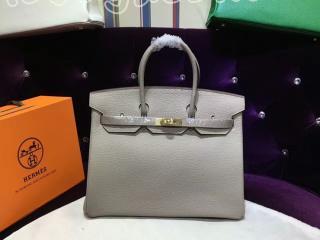 H0122514 エルメスバッグ HERMES Birkin バーキン25/30/35 ハンドバッグ シルバー金具 浅灰　Sクラス