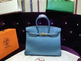 H0162514 エルメスバッグ HERMES Birkin バーキン25/30/35 ハンドバッグ シルバー金具 青色　Sクラス