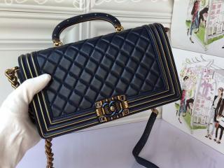 ボーイ シャネル 「BOY CHANEL」 ハンドバッグ ショルダーバッグ・ポシェット ラムスキン & レジン ゴールド金具 25cm A91881 Y82128 DC4996
