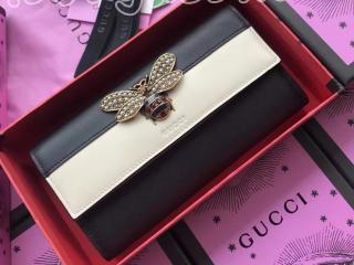 476064 DYWQT 8224 GUCCI グッチ クイーン マーガレット 二つ折り財布 コピー コンチネンタル ウォレット メタルビー レディース 長財布 ブラック ホワイト