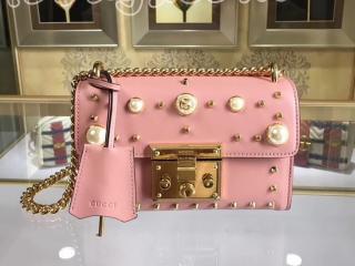 グッチ パドロック バッグ コピー GUCCI Padlock スタッズ付き レディース チェーンショルダーバッグ 5色可選択 ピンク レザー 432182 DLXDG 5867