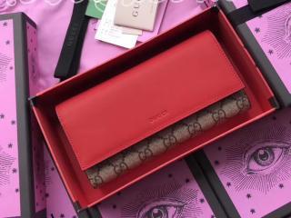 410100 KLQIG 9784 グッチ GGスプリーム 長財布 スーパーコピー GUCCI GG Supreme キャンバス ウォレット レディース 二つ折り財布 3色可選択 ハイビスカスレッド
