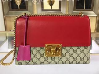 409486 KLQIG 9784 グッチ パドロック バッグ コピー GUCCI Padlock GG ミディアム レディース ショルダーバッグ 3色 ハイビスカスレッド&トップとピンク