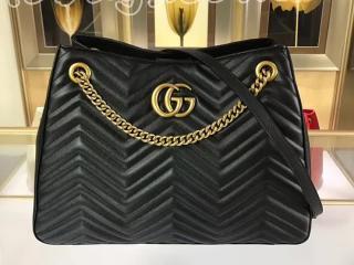 ‎453569 DRW1T 1000 グッチ GGマーモント 巾着バッグスーパーコピー GUCCI GG Marmont キルティング ミディアム レディース ショルダーバッグ ブラック レザー