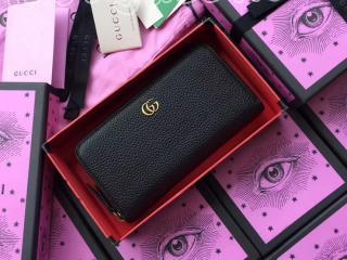 ‎456117 CAO0G 1000 グッチ 長財布 スーパーコピー GUCCI 〔プチ マーモント〕 ジップアラウンドウォレット レディース ラウンドファスナー財布 2色選 ブラック レザー