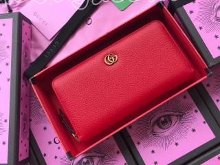 ‎456117 CAO0G 6433 グッチ 長財布 コピー GUCCI 〔プチ マーモント〕 ジップアラウンドウォレット レディース ラウンドファスナー財布 2色選 レッド レザー