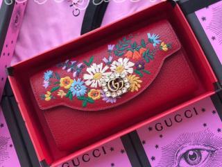 グッチ 長財布 コピー GUCCI 18新作 レディース 二つ折り財布 3色選択可 レッド レザー 499313 CWGBT 8298