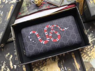 451273 K561N 1058 グッチ  GGスプリーム 財布 スーパーコピー GUCCI キングスネーク プリント GGスプリーム ジップアラウンドウォレット メンズ ラウンドファスナー財布