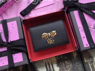 524289 CAOXT 1163 グッチ  財布 コピー GUCCI ボウ レザー カードケース（コイン＆紙幣入れ付き） レディース 二つ折り財布 2色選択可 ブラック