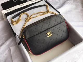 A57575 Y83828 C1786 シャネル バッグ コピー CHANEL 18秋冬 プレコレクション カーフスキン ＆ グログラン カメラ ケース レディース ショルダーバッグ 3色可選択 ブラック & バーガンディー