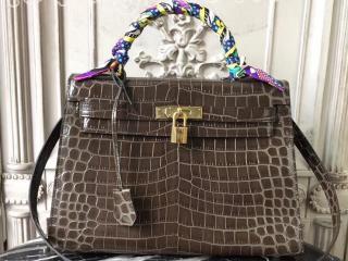 エルメス ケリー バッグ コピー HERMES Kelly クロコ型押 ハンドバッグ レディース ショルダーバッグ 11色可選択 牛革 H0320585