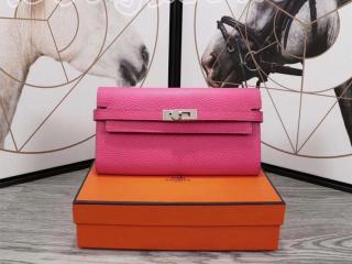 kelly0226 エルメス ケリー 長財布 コピー HERMES KELLY レディース 二つ折り財布 牛革 シルバー金具 11色可選択