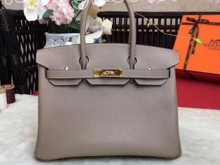 即発HERMES☆ 大人気グリアスファルト/ゴールド金具 バーキン30 Birkin(バーキン) 薄灰色 国産牛革