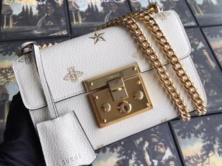 432182 DJ2LG 8711 グッチ バッグ スーパーコピー  〔GUCCI Padlock〕ビー＆スターショルダーバッグ  レディース バッグ 2色可選択 ホワイト