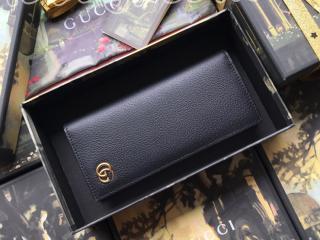 428740 DJ20T 1000 グッチ 長財布 スーパーコピー GUCCI GGマーモント ロングウォレット ダブルG レザー メンズ 二つ折り財布 ブラック