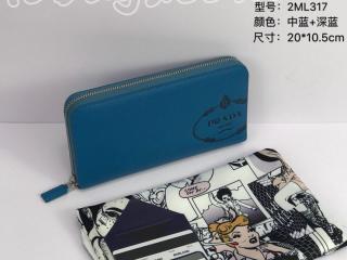 2ML317_2MB8_F0XWJ プラダ 長財布 コピー PRADA Saffiano 「サフィアーノ」レザー ドキュメントホルダー メンズ ラウンドファスナー財布 2色可選択 ネイビー/ブルー