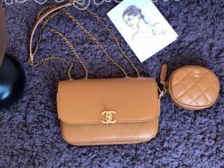 AS1094 B01407 N5026 シャネル バッグ コピー CHANEL 19AW新作 カーフスキン フラップ バッグ & コインパース レディース ショルダーバッグ 3色可選択 ベージュ