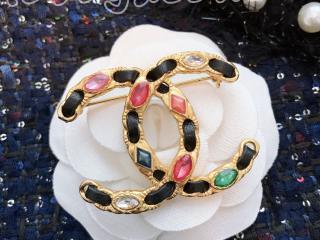 シャネルブローチ CCマーク マカロン 革工芸 復古風 ブローチ