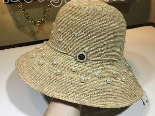 シャネルキャップ パール帽子 日よけ帽子ビーチキャップ 休暇用帽子