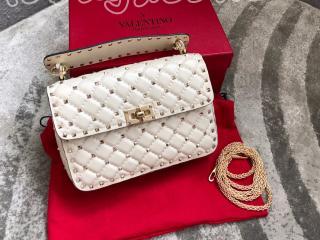 ZW2B0122ARD0NO-8 ヴァレンティノ バッグ コピー VALENTINO N級 ロックスタッズ スパイク フルオカーフスキン ミディアムバッグ 2サイズ可選択