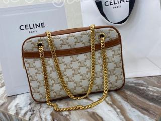 196252BZJ.01BC セリーヌ バッグ スーパーコピー CELINE 21新作 トリオンフ キャンバス スモールパタパン レディース ショルダーバッグ ホワイト