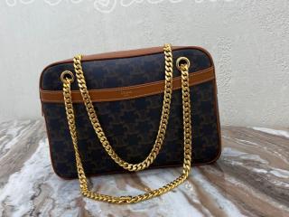 196252BZJ.04LU セリーヌ バッグ コピー CELINE 21新作 トリオンフ キャンバス スモールパタパン レディース ショルダーバッグ タン