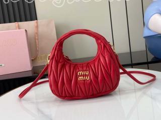 5BP078-2 ミュウミュウ バッグ スーパーコピー 25新作 MIUMIU ワンダー マテラッセレザー ホーボーミニバッグ レディース ハンドバッグ