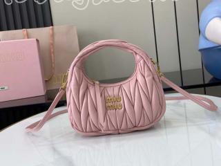 5BP078-4 ミュウミュウ バッグ スーパーコピー 25新作 MIUMIU ワンダー マテラッセレザー ホーボーミニバッグ レディース ハンドバッグ