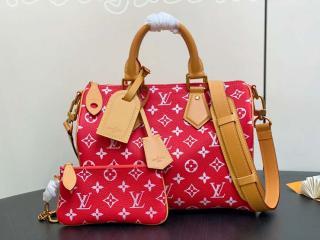 M14067 ルイヴィトン モノグラム バッグ コピー 「LOUIS VUITTON」 25新作 スピーディ P9 バンドリエール 30 レディース ショルダーバッグ レッド