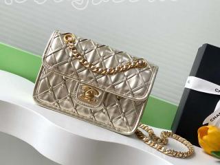 AS4797-2 シャネル バッグ コピー CHANEL 25年春夏 ミニ フラップ バッグ メタリック ブレード カーフスキン ショルダーバッグ 3色可選択