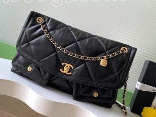 AS5727 シャネル バッグ コピー CHANEL 25/26年秋冬 コレクション マキシ ハンドバッグ シャイニー ラムスキン ショルダーバッグ