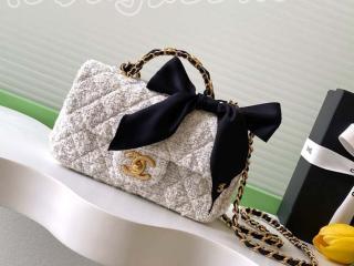 AS5875-B22482-MB103 シャネル バッグ コピー CHANEL 25/26年秋冬 コレクション トップハンドル ミニ フラップ バッグ ツイード、シルク ショルダーバッグ