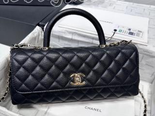 AS6091-1 シャネル バッグ スーパーコピー CHANEL 26年春夏 マキシ トップハンドル フラップ バッグ シャイニー グレインド カーフスキン ショルダーバッグ