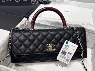 AS6091-4 シャネル バッグ コピー CHANEL 26年春夏 マキシ トップハンドル フラップ バッグ シャイニー グレインド カーフスキン ショルダーバッグ