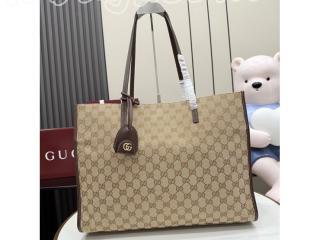 875056-1 グッチ バッグ コピー GUCCI 26新作 サンド＆ダークブラウン GGキャンバス チャーム付き ラージ トートバッグ