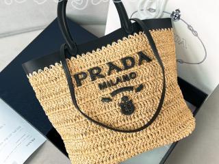 1BG500-1 プラダ バッグ スーパーコピー PRADA 26新作 スモール クロシェxレザー トートバッグ レディース ショルダーバッグ